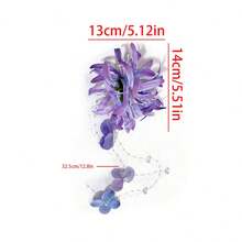 1pc Elegant Floral Hair Clip, Fresh Embossed Tassel Hair Accessory, New Chinese Style Hanfu Headpiece For Women, Claw Clips, Hair Slide, Flower Hair Clips, Hairpin, Summer Accessories - Purple - View 2