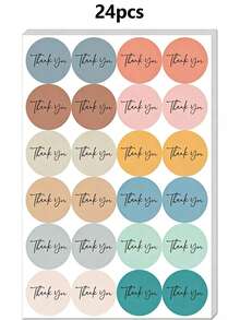 500张/卷 波西米亚风自粘“谢谢”标签，圆形封口贴纸，适用于商务、婚礼、生日、婴儿派对用品、信封和礼品包装，多种颜色可选 - 彩色 - 查看 18