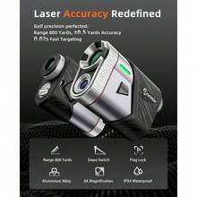 Dormie Golf Rangefinder with Slope800 Yards Laser Range Finder Golfing Aluminum Alloy Body Flag Pole Locking Vibration Slope Compensation 6X Magnification Rangefinder with Magnet - T100 Pro Blanco - Ver 3