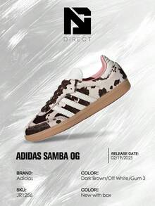 Adidas Samba OG Cow Print (Women's)– Women's Lifestyle Sneakers – Shoes For Woman-Vintage-Spring & Summer-Inspired Running Shoes, Shock-Absorbing Comfort, Gym To Streetwear Casual Wear-Easter Gift– JR1256 - Dark Brown//Gum 3 - 查看 6