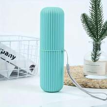 1pc Vertical Striped Portable Toothbrush Holder, Includes Rinse Cup, Toothbrush Rack, Toothpaste Rack, Suitable For Outdoor Camping Travel, Compact And Lightweight Design - Multicolor - View 16