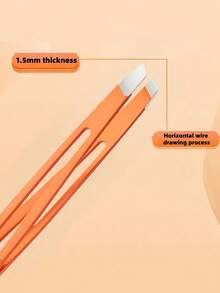 High Quality Stainless Steel Eyebrow Tweezers, Hair Removal Tweezers, Ingrown Hair Tweezers, Angled Eyebrow Tweezers, Beard Tweezers, Eyelash Extension Tweezers, Makeup Tools - Coral Orange - View 5