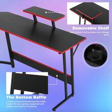 Gaming Desk L Shaped Desk, 50.4" Large Computer Desk With Shelves & Carbon Fiber Desktop, Wood Computer Table Writing Work PC Desk For Bedroom Office Dorm Small Space, Black - 黑色 - 查看 5