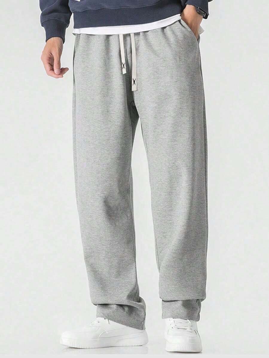 Men's Straight Knit Pants, Loose Fit Casual Sweatpants, Versatile For Spring And Autumn - Coffee Brown - View 1