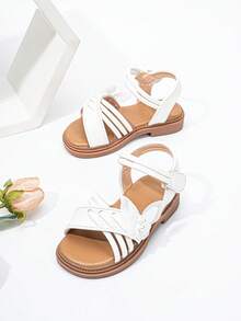 1 Đôi dép xăng đan thời trang đa năng cho bé gái, thiết kế hình bướm đính ngọc trai mới, dép đế bằng dễ thương phù hợp cho mùa hè - trắng - Xem 4