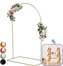 Arco De Festa Romano 60cm De Mesa Dourado Painel Decoração - Preto - Visão 5