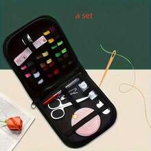 Portable Mini Sewing Kit, Including Scissors, Thread, Needle, Thimble, Tape Measure, Etc. - Essential Portable Travel Sewing Supplies For Quick Repairs And Daily Use, Multi-Color Canvas Case - Bộ vest đen - Xem 6