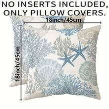 2pcs Super Soft Nautical Coastal Throw Pillow Covers, Ocean Theme Beach Shell Coral Starfish Sofa Cushion Cases, Outdoor Sofa Seat Cushion Covers, Modern Decor For Bedroom, Living Room, 18 X 18 Inches Gifts Birthday Graduation - 2入組 - 查看 4