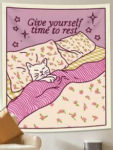 这款时尚的粉色猫咪挂毯印有“给自己休息时间”的字样，采用温暖的花卉条纹设计，由不易褪色的涤纶面料制成。这款趣味十足的猫咪主题室内装饰品，适合卧室、客厅和宿舍等各种场所，是完美的室内装饰之选。 - 1PC - 查看 8