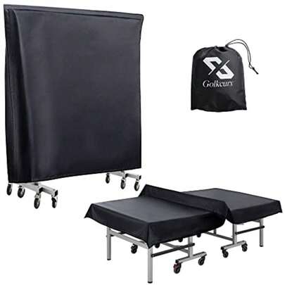 Golkcurx Ping Pong Table CoverTable Tennis Cover Waterproof Sunproof Indoor and Outdoor Fits Universal 9x5 FT Tables Black (R01)