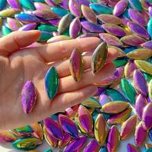 100g/200g Electroplated Metal Tone Willow Leaf Shaped Mosaic Materials, High-Temperature Fired Durable And Fade-Resistant Mosaic Particles, Suitable For Various DIY Art Creations, Wall Inlay Paintings, Art Backdrop Wall Landscaping - DDLY - View 4