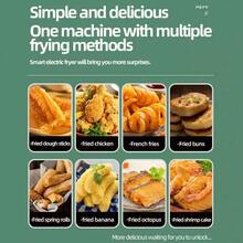 Minifreidora de sobremesa MAIBAFANG, multifuncional de acero inoxidable, ideal para freír hamburguesas, pavo, etc. Con temporizador y función de escurrido, perfecta para cocinar en fiestas y para uso familiar. Incluye clips de regalo. - Ver 7