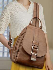 2026 Multi-Functional Women Genuine Leather Backpack, Casual Backpack Suitable For Teenage Girls, Can Be Used As Schoolbag, Chest Bag, Travel Bag, Ladies Backpack - Brown - View 8