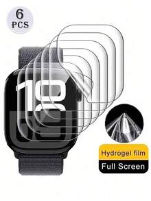 6 片透明系列 10/11 水凝胶屏幕保护膜，防刮软膜适用于 38/40/41/42/44/45/49mm Ultra/SE/8/7/6/5/4/3/2/1 - 無色 - 查看 16