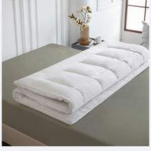 10cm Thick Microfiber Mattress Topper With 4 Corner Elastic Straps, Suitable For Bedroom, Floor, Tatami Mat, Guest Room, Hotel, Daily Use, Wedding & Holiday Gift! - White - View 3