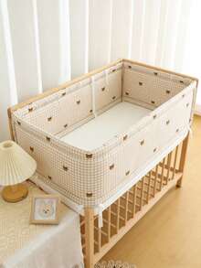 1件装一体式婴儿床围栏，新生儿舒缓防撞软垫床护栏，儿童床护栏，婴儿床围栏和防撞布套，保护宝宝头部免受碰撞，婴儿防撞垫 - 彩色 - 查看 5