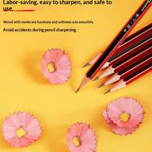 6pcs HB Wooden Pencils With Erasers, Red/Yellow Hexagon Wooden Pencils With Sharpeners, Stationery Supplies For Drawing, Sketching, Learning Rewards - Multicolor - View 2