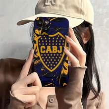 Escudo del Boca Juniors con estrellas y fondo abstracto. Esta elegante funda es compatible con Samsung, Apple, OPPO, , etc. Fabricada en TPU flexible, resistente a golpes y arañazos, ofrece una excelente protección contra caídas y un agarre cómodo. Es un regalo ideal para familiares, amigos y seres queridos, y una opción perfecta para festivales. - Negro - Ver 3