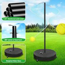 [2025 Upgrade] Tetherball TennisandTetherball SetHeavy Duty Tetherball Equipment with 95" Adjustable Height Pole 2 Tennis Balls 2 Rackets 1 Tetherball with Rope for Backyard Beach or Home - como en la foto - Ver 4