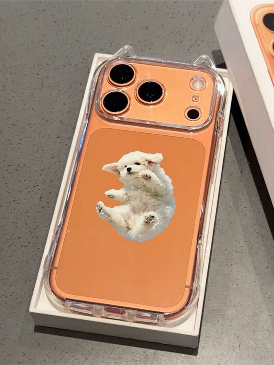 1个快乐狗狗/猫咪耳朵手机壳，1.5mm TPU软壳，防震气垫，猫耳造型，带挂绳孔，兼容 17/17 Pro/17 Pro Max/Air/16/16 Pro/16 Plus/16 Pro Max/15 Pro Max/15 Pro/15 Plus/11/12/13/14/15/16E - 彩色 - 查看 1