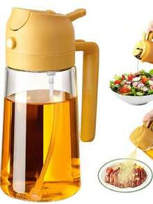 多功能玻璃油喷雾瓶，喷雾/倾倒二合一设计，大容量，按压式油瓶 - 彩色 - 查看 12