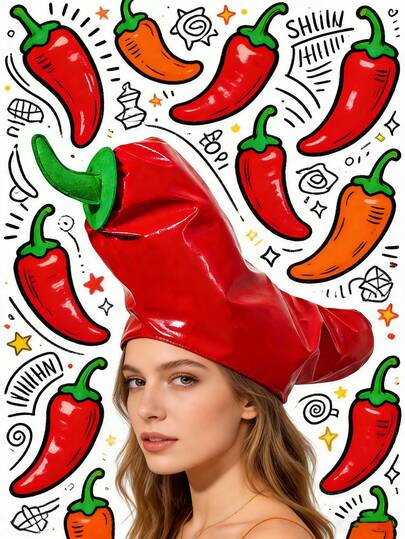 Novelty Red Chili Pepper Shaped Party Hat - Unique And Fun Hat, Party Costume Accessory Suitable For Halloween, Christmas, Easter, Carnival, Masquerade, Party, Photo Booth And Other Occasions