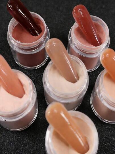 6色亚克力粉套装，裸粉色和白色高光亚克力粉套装，美甲DIY设计，6件亚克力3D美甲雕塑，美甲延长和雕刻，专业聚合物3D亚克力美甲套装，送给女性/女孩的礼物，持久耐用且易于使用