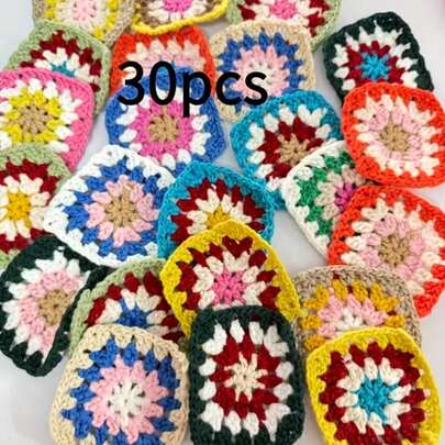 1/20個 手作りクロシェ編みフラワースクエア - 鮮やかなパターン、DIYニットデコレーション、ホームアクセサリー、衣料品の装飾、ウォーマー、クラフト、縫製プロジェクトに適しています。ホビイストにも最適。ホームデコレーション、ブランケット、バッグ、財布、ニットウェア、テーブルクロス、カーテンなどに使えます。