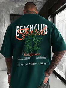 GRDR Men's Fashionable Printed Loose Short Sleeve T-Shirt | Exquisite Design | Summer Essential | Easy To Match | Showcase Your Style - Dark Green - View 2