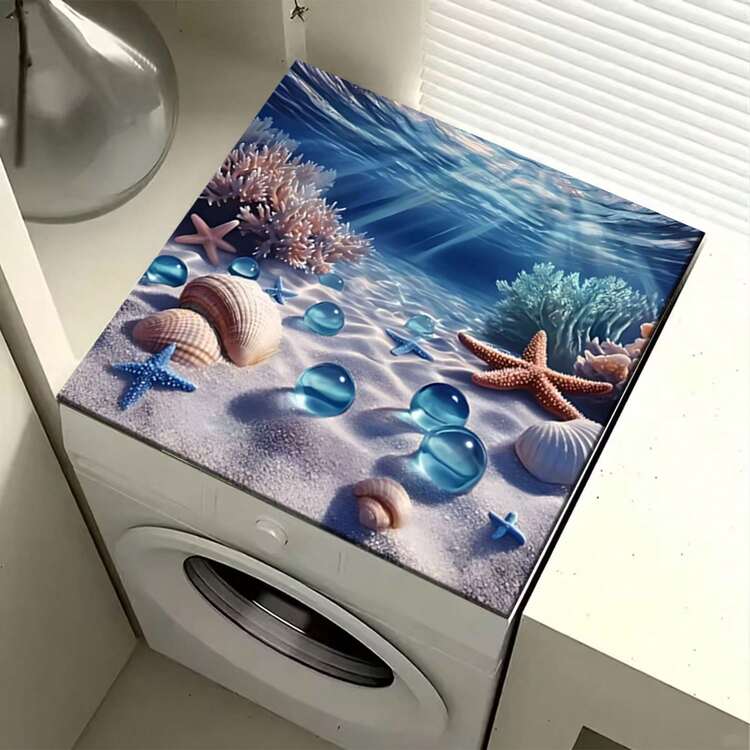 1pc Underwater Creature Pattern, Warm Family Atmosphere, Diatomite, Anti-Slip, Suitable For Washing Machine Cover Pad, Dryer Cover Pad, Coffee Machine Pad, Kitchen Countertop Pad. Multi-Purpose Household Mat - Sea Creature Pattern 1 (multicolor) - View 15