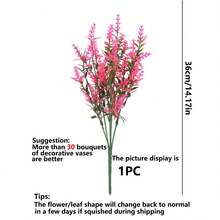 1/6/12 Peças Lavanda Artificial Flores Falsas, Plantas Artificiais de Arbusto Resistentes a UV de Plástico, Decoração de Arbusto Falso, Adequado para Jardim Externo, Varanda de Casa, Decoração Interna de Casa - Pink - Visão 2