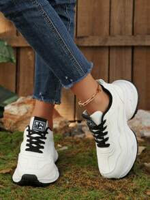 女式厚底运动鞋，2025年新品，秋季厚底休闲舒适运动鞋 - 黑色 - 查看 7