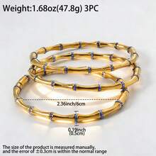 3件套18K幸运蓝宝石竹节不锈钢手链套装，时尚经典首饰，适合女性日常佩戴、参加派对、度假、送礼，四季皆宜。 - 寶藍色 - 查看 8