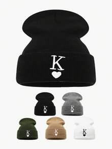 1pc Letter Casual Acrylic Embroidered Beanie Hat, Spring/Summer - Multicolor - View 8