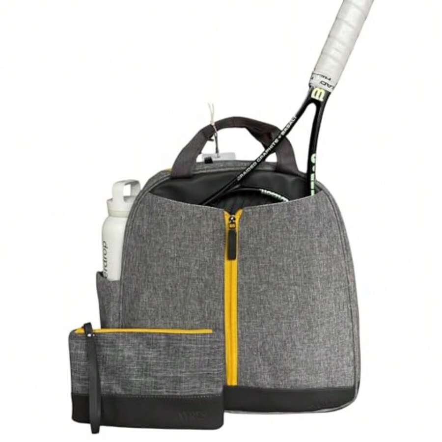AYRES Tennis Backpack - Spacious Womens Tennis Padel and Pickleball Bag Quick-Access Racket Compartment Fits 2 Designer Tennis Bag Water-Resistant and Easy To Clean Makeup Pouch Included - Gris - Ver 1