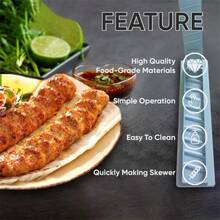 [1pc Multifunctional Kebab Press] 1pc Multifunctional Kebab Press Machine - Single Row BBQ Skewer Maker, ABS Plastic, Manual Operation, Non-Electric, Food- Material, For Beef, Vegetables, Seafood, Sausage & Meat - Multicolor - View 3