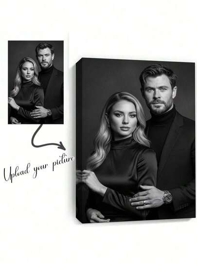 1pc Customized Frameless Canvas Poster, Modern Art, Family Friend Couple Photo Wall Art, Ideal Gift For Bedroom Living Room Hallway, Wall Art, Wall Decor, Winter Decor, Indoor Decor, Valentine's Day, Valentine's Day Decor, Graphic Print