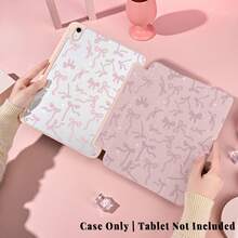 1pc Kawaii Pink Sparkle Bow Protective Cover With Pen Slot Multi-Angle Magnetic Stand Cover With Auto Sleep/Wake,Kawaii Tablet Case Compatible With Pro/Air/Compatible With Samsung Galaxy A9/S9/S7/S10+/Compatible With XIAOMI Pad/5/6/7 - Multicolor - View 1