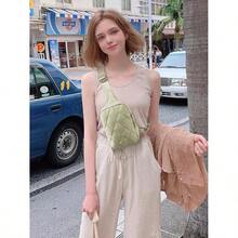 Quilted Puffer Sling Bag For Women Small Backpack Crossbody Chest Bag Fanny Packs Purses For Casual Traveling Hiking - 卡其色 - 查看 2