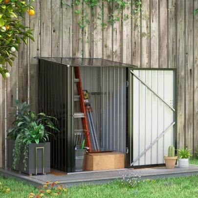 Garden Shed, 1 X 1 M, Metal, 0.92 M², Galvanized Steel, Dark Grey