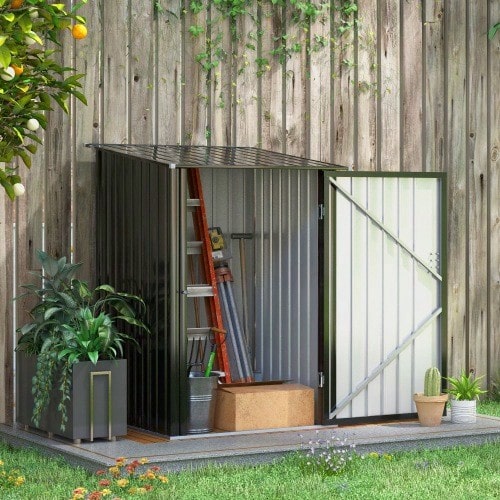 Garden Shed, 1 X 1 M, Metal, 0.92 M², Galvanized Steel, Dark Grey - Dark Grey - View 1