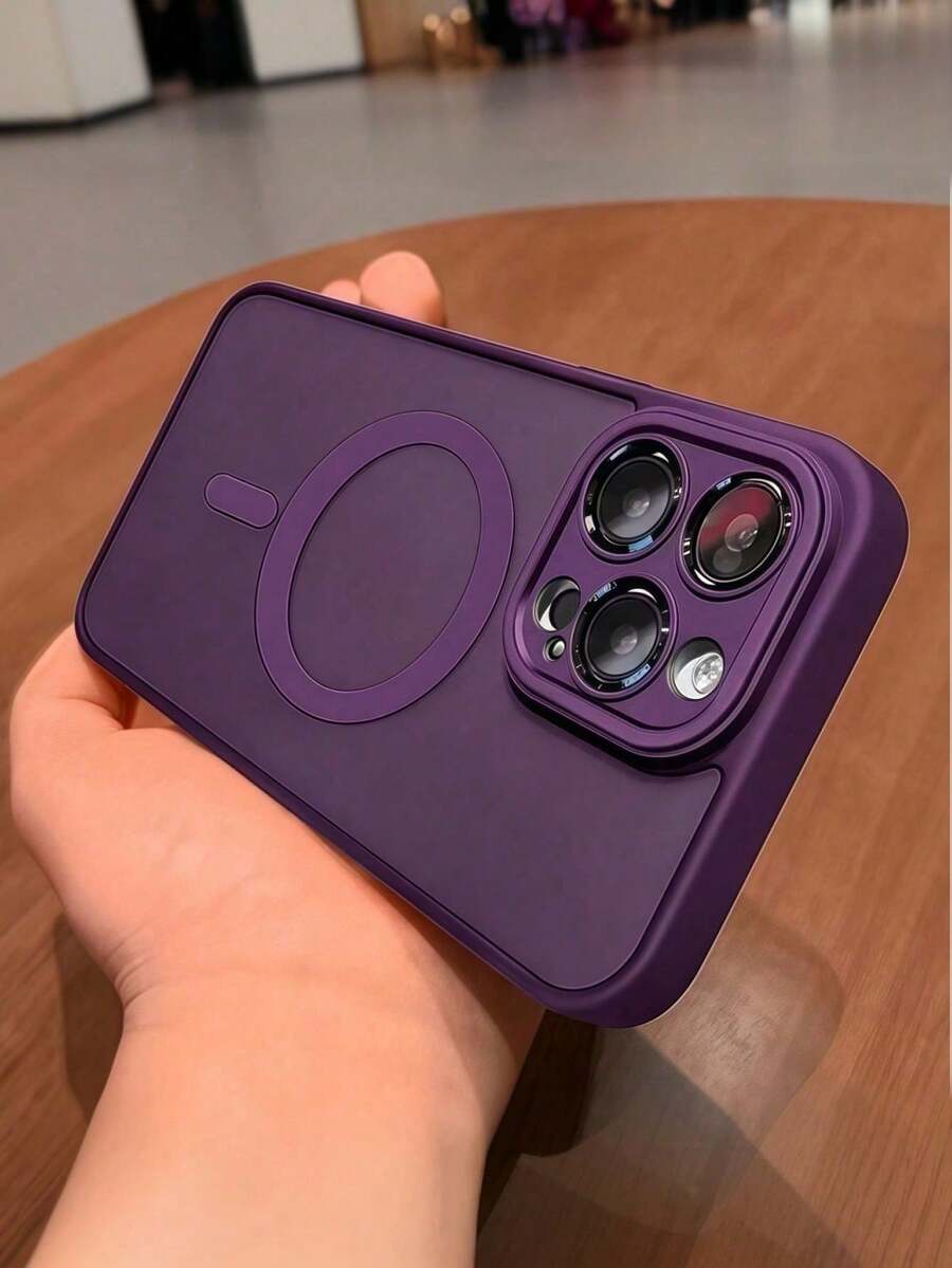 Casing Ponsel Mewah Matte Tahan Guncangan dengan Pengisian Daya Nirkabel, Kompatibel dengan Apple 17, 16, 15, 14, 13, 12, 11 Pro Max, dengan Casing Pelindung Transparan. - Purple - View 1
