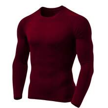 Men's Thermal UV Protection Shirt, Long Sleeve Base Layer Shirt - Maroon - View 1