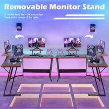 Gaming Desk L Shaped Desk, 50.4" Large Computer Desk With Shelves & Carbon Fiber Desktop, Wood Computer Table Writing Work PC Desk For Bedroom Office Dorm Small Space, Black - 黑色 - 查看 7