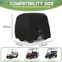 Golf Cart Cover 4 Passenger Outdoors 420D Waterproof Golf Cart Covers extended roof with Zipper Universal Compatible with EZ-GO Club Car  Golf Cart heavy duty - Negro - Ver 5