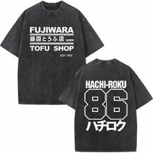 New Arrival Mens Clothes Tee Shirt Homme Anime  Drift AE86 Racing Car Takumi Fujiwara R34 Skyline GTR JDM Washed - màu đen - Xem 9