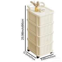 Cream-Colored Plastic Drawer Storage Cabinet With Roller, Suitable For Storing Snacks, Toys, Cosmetics And Various Items, Great For Home Organization - View 3