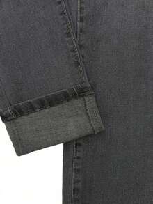 Y2K Style High Waist Light Blue Denim Jeans, Cropped Length, Slim Fit Skinny Pants, Flattering Silhouette, Suitable For Spring/Summer, Holidays, Festivals, Casual Denim Outfits, Jeans, Trousers, Outings, Women's Denim Jeans, Women's Denim Outfits, Women's Denim Pants, Curve-Hugging - 灰色 - 查看 11