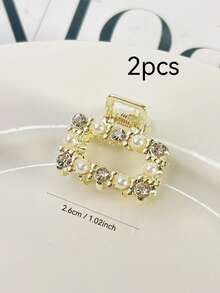 迷你方形水钻发夹 - 精致优雅的发饰，轻松驯服碎发，固定半扎发型，为您的造型增添一抹低调光泽。适合日常佩戴、工作和休闲外出，这款小巧的发夹兼具经典优雅与实用功能，为您的发型增添一丝低调魅力。夏季沙滩抓夹 度假发夹 - 彩色 - 查看 3