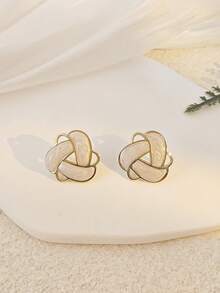 Court-Style Enamel Oil Drip Triangular Geometric Earrings, Fashionable Hollowed-Out Rotating Flower Earrings For Women Simple Stainless Steel Women's Gold Round Heart Shape Stud Earrings Summer Beach Vacation Bikini Accessories Attractive Clothes, Wedding Dresses Accessories - Versatile JewelryPerfect For Wearing While Swimming, Bathing, Exercising ,Great For Valentines Day, Birthday, Mother Day, And Vacation Surprises. - Multicolor - View 5